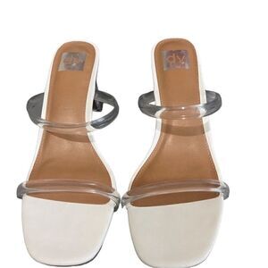 Dolce Vita Women's White Strappy Block Heel Sandals Open Toe Buckle Size 11